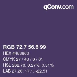 カラーコード: RGB 72.7 56.6 99 | qconv.com