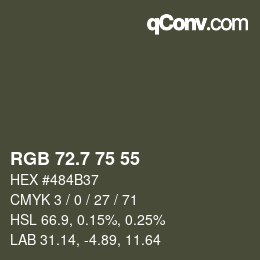 カラーコード: RGB 72.7 75 55 | qconv.com