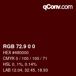 カラーコード: RGB 72.9 0 0 | qconv.com