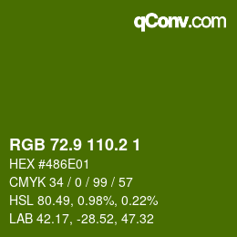 カラーコード: RGB 72.9 110.2 1 | qconv.com