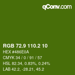 カラーコード: RGB 72.9 110.2 10 | qconv.com