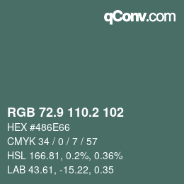 Color code: RGB 72.9 110.2 102 | qconv.com