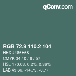カラーコード: RGB 72.9 110.2 104 | qconv.com
