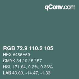 カラーコード: RGB 72.9 110.2 105 | qconv.com