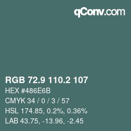 カラーコード: RGB 72.9 110.2 107 | qconv.com
