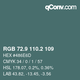 カラーコード: RGB 72.9 110.2 109 | qconv.com