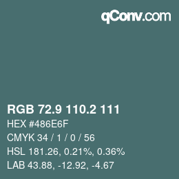 Color code: RGB 72.9 110.2 111 | qconv.com