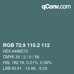 Color code: RGB 72.9 110.2 112 | qconv.com
