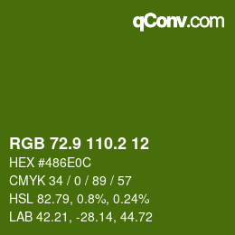 カラーコード: RGB 72.9 110.2 12 | qconv.com