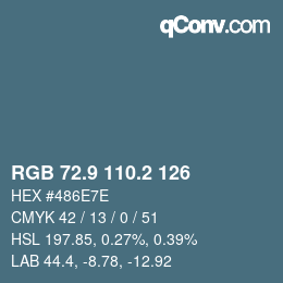Color code: RGB 72.9 110.2 126 | qconv.com