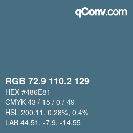 カラーコード: RGB 72.9 110.2 129 | qconv.com