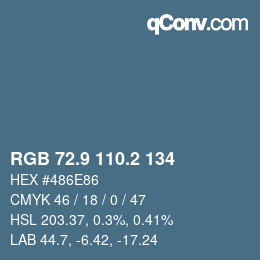 カラーコード: RGB 72.9 110.2 134 | qconv.com