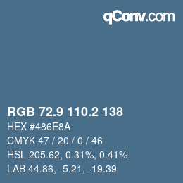 カラーコード: RGB 72.9 110.2 138 | qconv.com