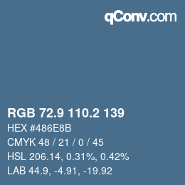 カラーコード: RGB 72.9 110.2 139 | qconv.com