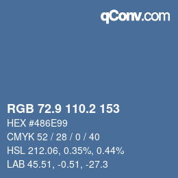 カラーコード: RGB 72.9 110.2 153 | qconv.com