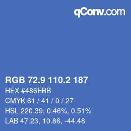 カラーコード: RGB 72.9 110.2 187 | qconv.com