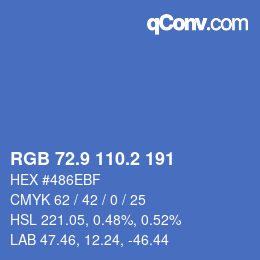 カラーコード: RGB 72.9 110.2 191 | qconv.com