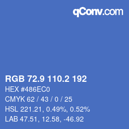 カラーコード: RGB 72.9 110.2 192 | qconv.com