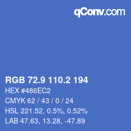 カラーコード: RGB 72.9 110.2 194 | qconv.com
