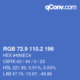 カラーコード: RGB 72.9 110.2 196 | qconv.com