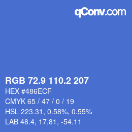 カラーコード: RGB 72.9 110.2 207 | qconv.com