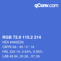 カラーコード: RGB 72.9 110.2 214 | qconv.com