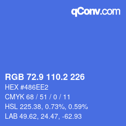 カラーコード: RGB 72.9 110.2 226 | qconv.com