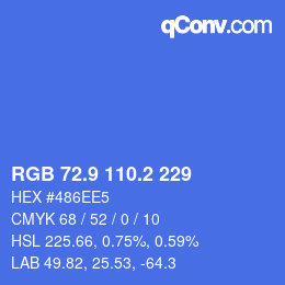 カラーコード: RGB 72.9 110.2 229 | qconv.com