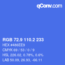 カラーコード: RGB 72.9 110.2 233 | qconv.com