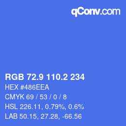 カラーコード: RGB 72.9 110.2 234 | qconv.com