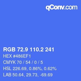 カラーコード: RGB 72.9 110.2 241 | qconv.com