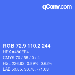 カラーコード: RGB 72.9 110.2 244 | qconv.com
