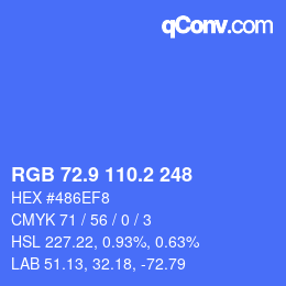 カラーコード: RGB 72.9 110.2 248 | qconv.com