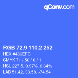 カラーコード: RGB 72.9 110.2 252 | qconv.com