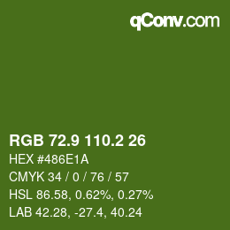 カラーコード: RGB 72.9 110.2 26 | qconv.com