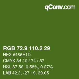 カラーコード: RGB 72.9 110.2 29 | qconv.com