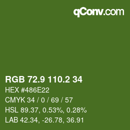 カラーコード: RGB 72.9 110.2 34 | qconv.com