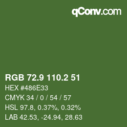 カラーコード: RGB 72.9 110.2 51 | qconv.com