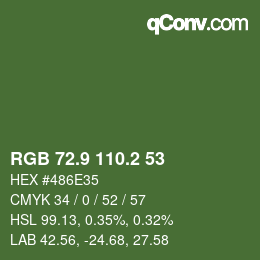 カラーコード: RGB 72.9 110.2 53 | qconv.com