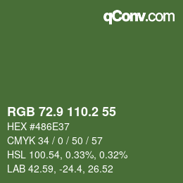 カラーコード: RGB 72.9 110.2 55 | qconv.com