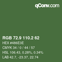 Color code: RGB 72.9 110.2 62 | qconv.com
