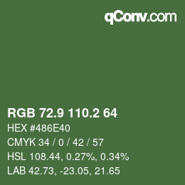カラーコード: RGB 72.9 110.2 64 | qconv.com