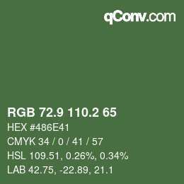 カラーコード: RGB 72.9 110.2 65 | qconv.com