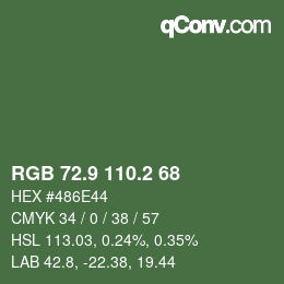 Color code: RGB 72.9 110.2 68 | qconv.com