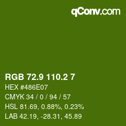 カラーコード: RGB 72.9 110.2 7 | qconv.com