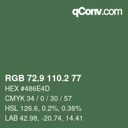 カラーコード: RGB 72.9 110.2 77 | qconv.com