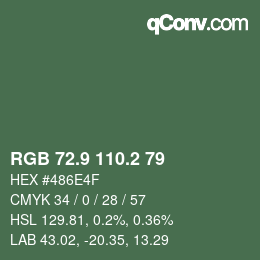 カラーコード: RGB 72.9 110.2 79 | qconv.com