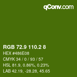 カラーコード: RGB 72.9 110.2 8 | qconv.com