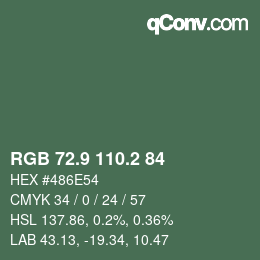 Color code: RGB 72.9 110.2 84 | qconv.com