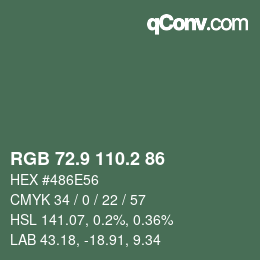 Color code: RGB 72.9 110.2 86 | qconv.com